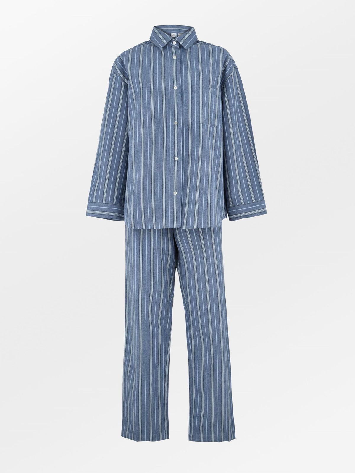 Becksöndergaard, Striped Flannel Pyjamas Set - Blue/Off-White, black week, pyjamas, pyjamas