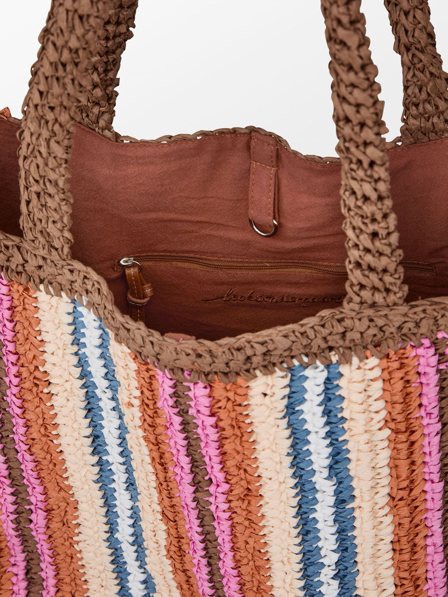 Becksöndergaard, Stripe Straw Tota Bag - Mocha Brown, bags, bags, bags, sale, sale, bags, bags, bags, bags