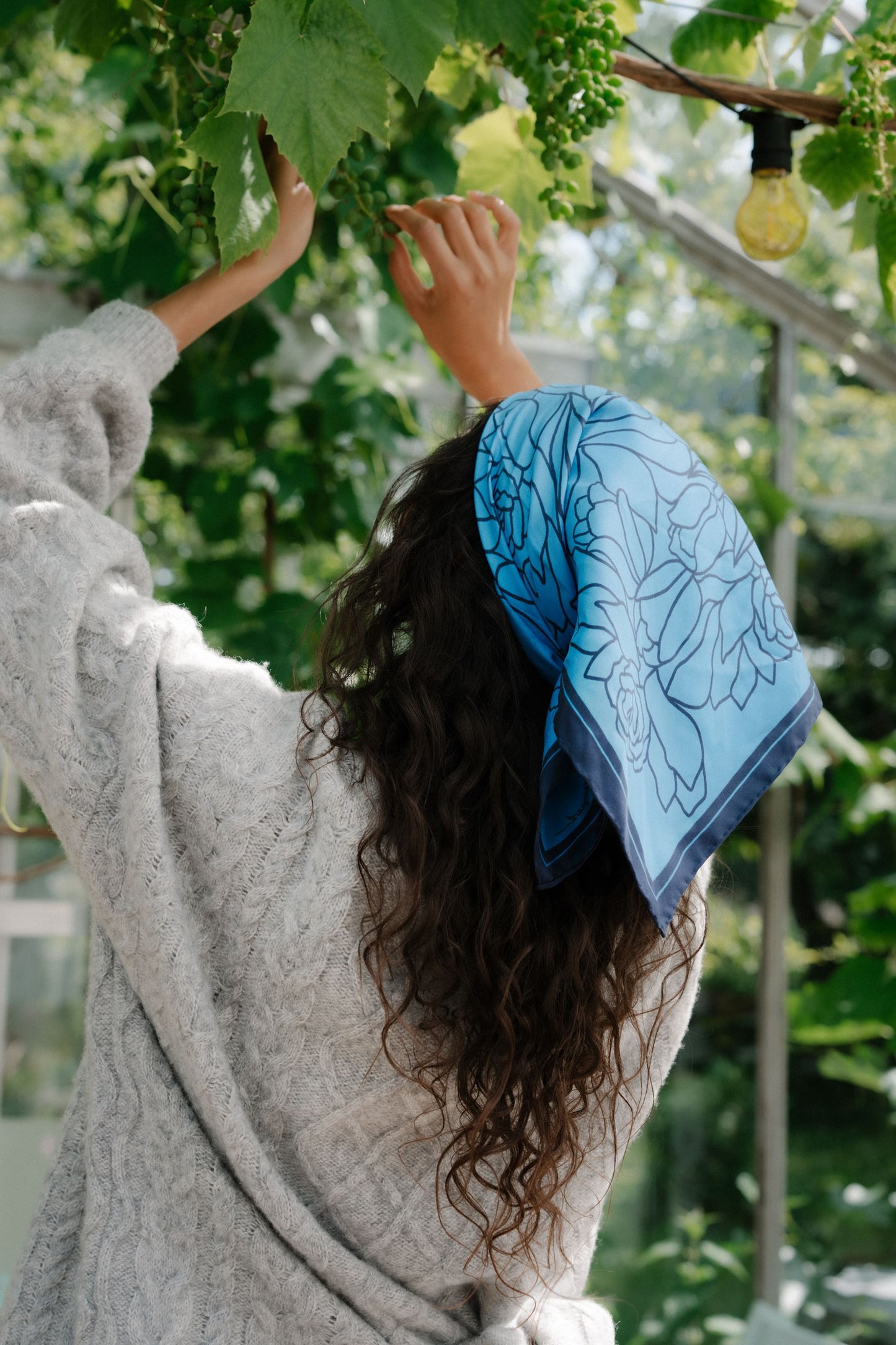 Becksöndergaard, Stencia Tulip Sia Scarf - Azure Blue, scarves, scarves, scarves, scarves