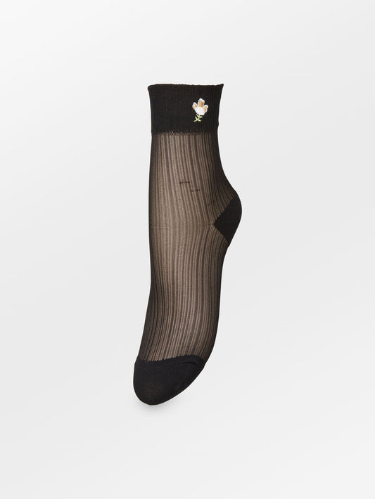 Becksöndergaard, Floral Sheer Sock - Black, socks, socks, black week, black week