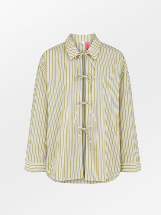 Becksöndergaard, Stripel Tiana Shirt - Off-White/Green, homewear, homewear