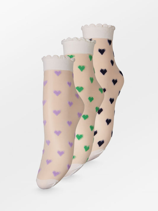 Dagmar Hearts Sock 3 Pack OneSize BeckSöndergaard