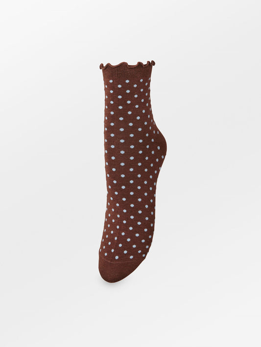Becksöndergaard, Dotted Frilla Short Sock - Chocolate Brown, socks, news, high summer 2026, autumn winter 2026, most popular, cozy getaway styles