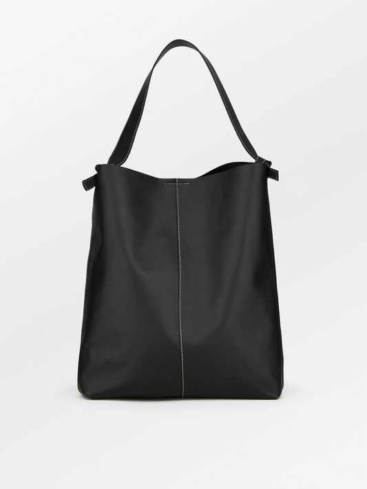 Glossy Mae Leather Shopper Bag - Black OneSize BeckSöndergaard