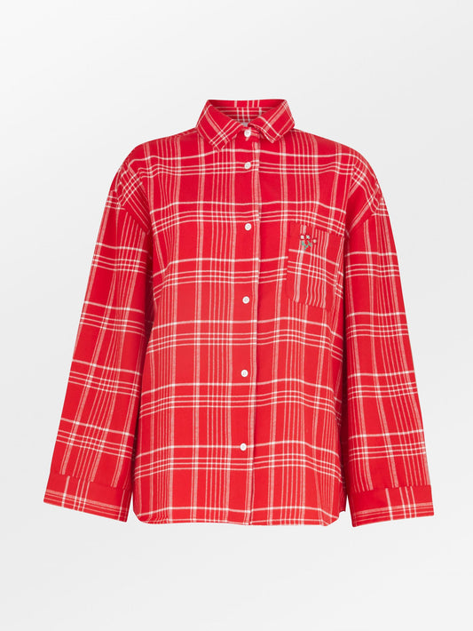 Becksöndergaard, Flannel Grid Pyjamas Shirt - Salsa Red, pyjamas, pyjamas