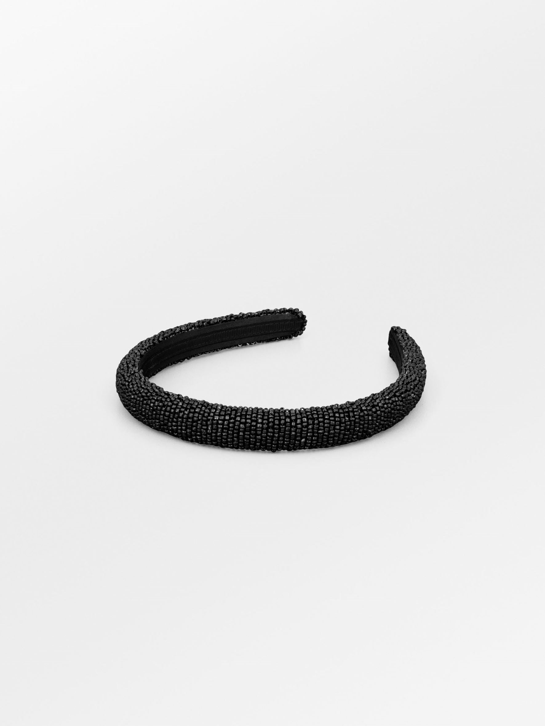 Solid Slim Beaded Hairbrace - Black OneSize BeckSöndergaard