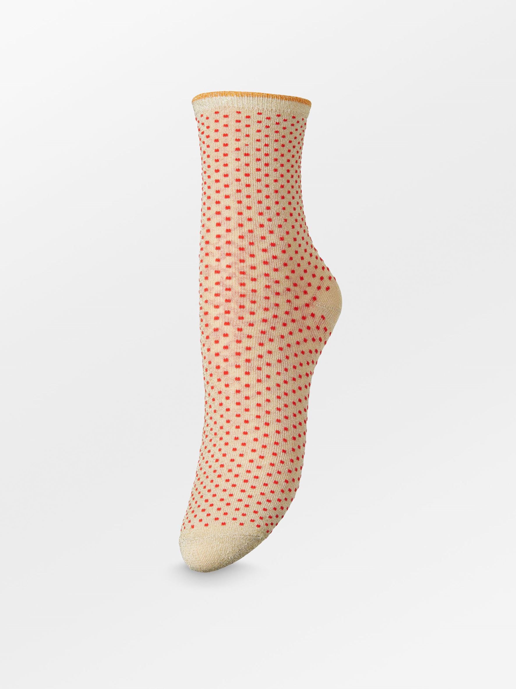 Dina Small Dots Sock - Beige/Red Socks BeckSöndergaard