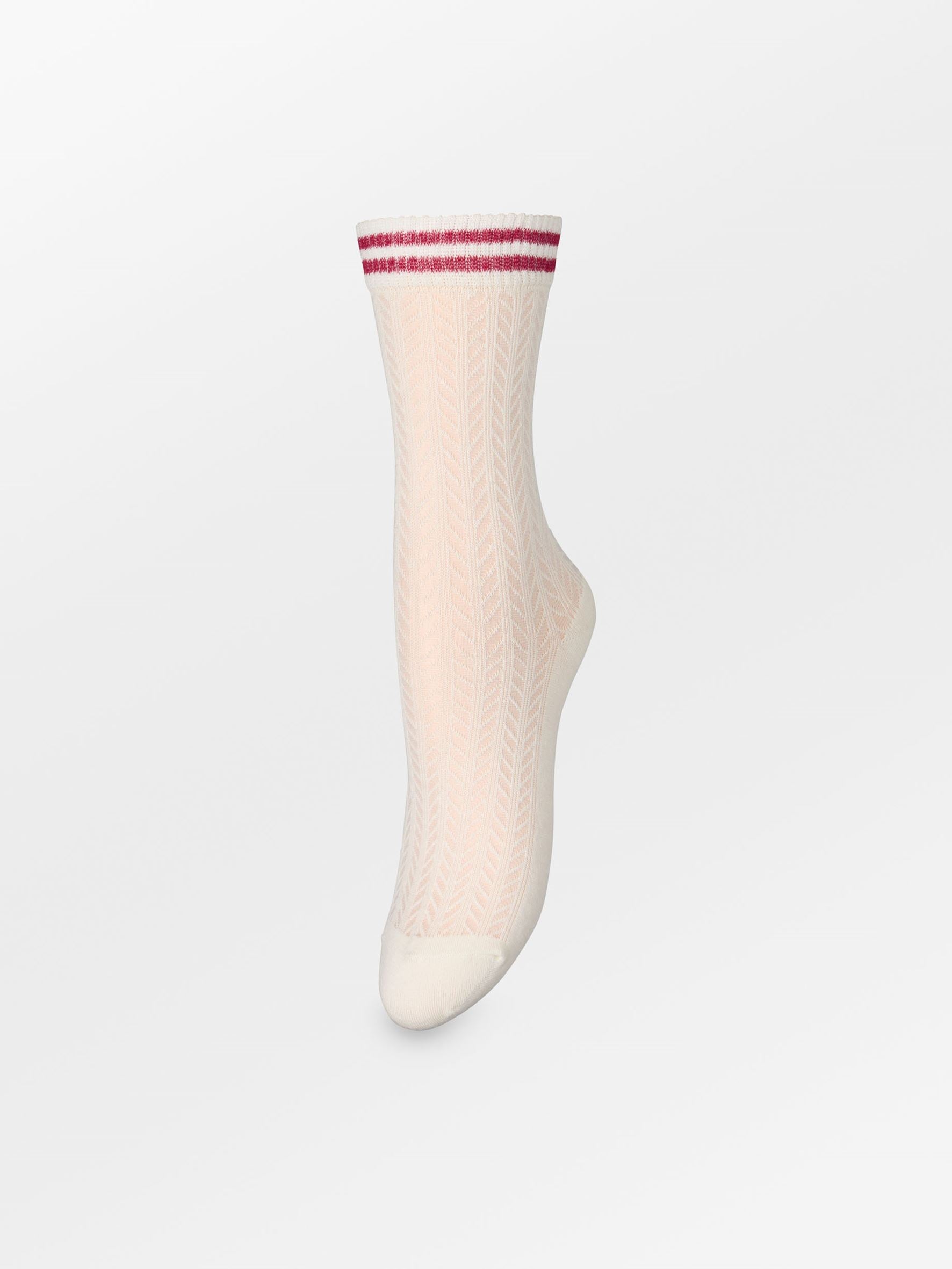 Becksöndergaard, Zilla Sporty Cotta Sock - Birch White/Claret Red, socks, socks, black week, black week