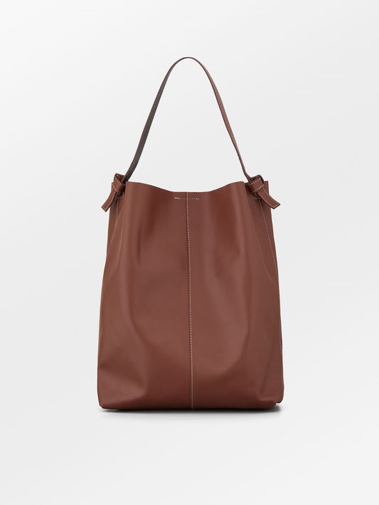 Glossy Mae Leather Shopper Bag - Brown OneSize BeckSöndergaard