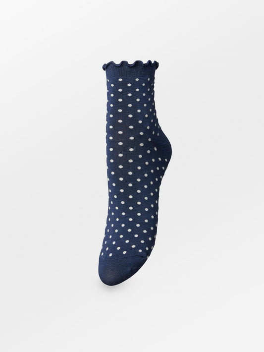 Becksöndergaard, Dotted Frilla Short Sock - Naval Academy Blue, socks, socks