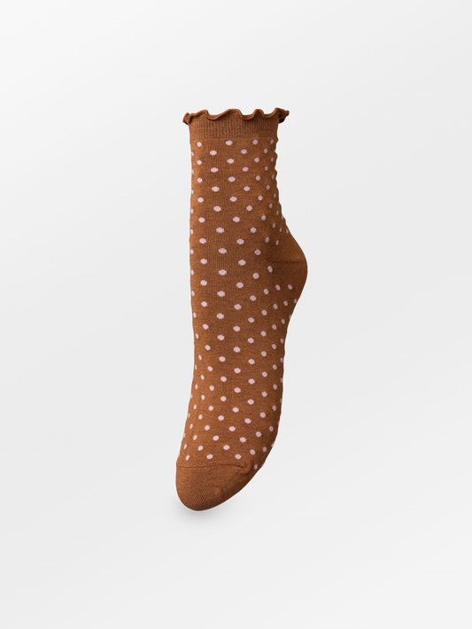Becksöndergaard, Dotted Frilla Short Sock - Mocha Brown, socks, socks