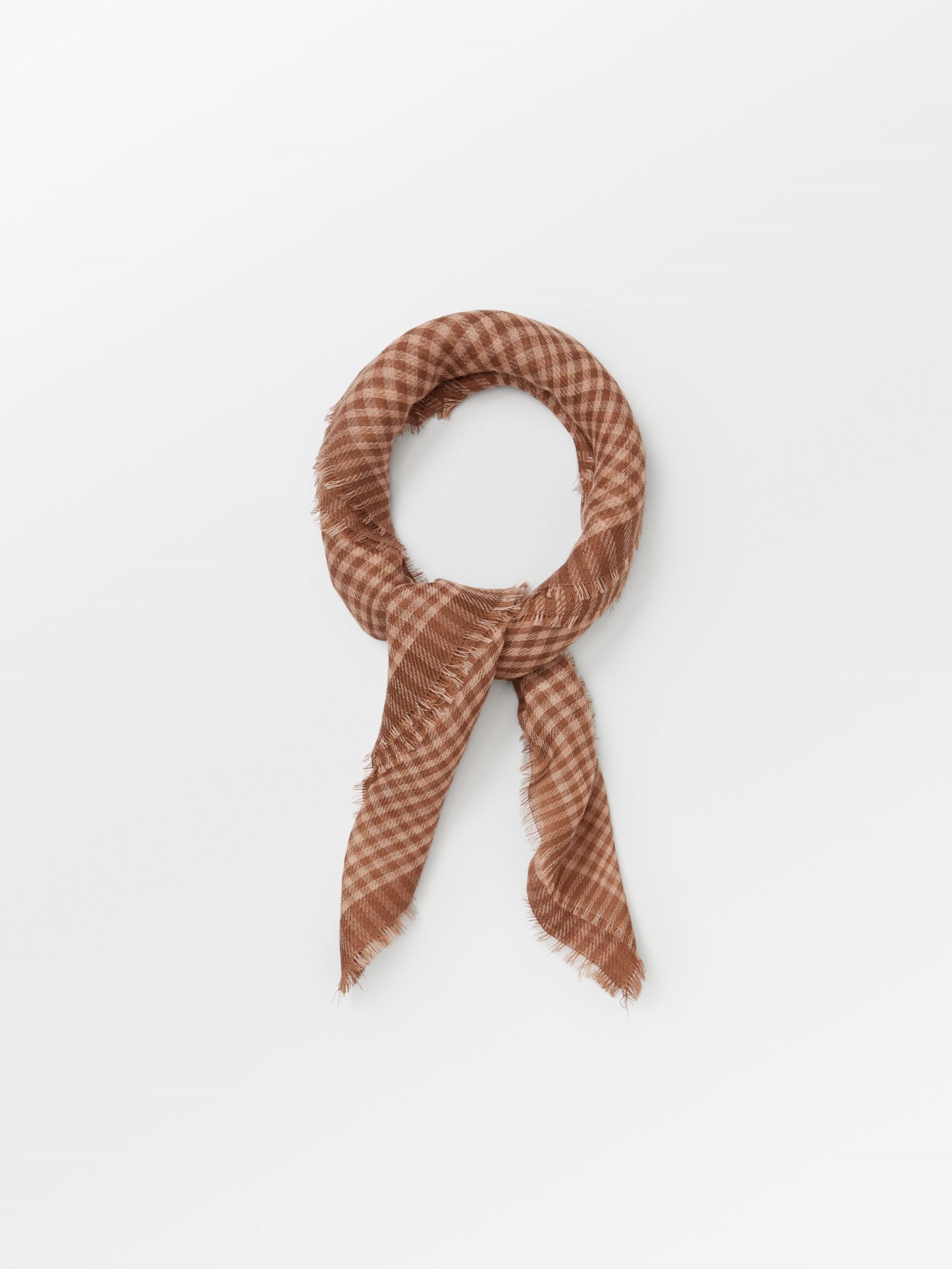 Becksöndergaard, Gingham Wica Scarf - Mocha Brown, scarves, archive, scarves, archive, sale, sale, scarves