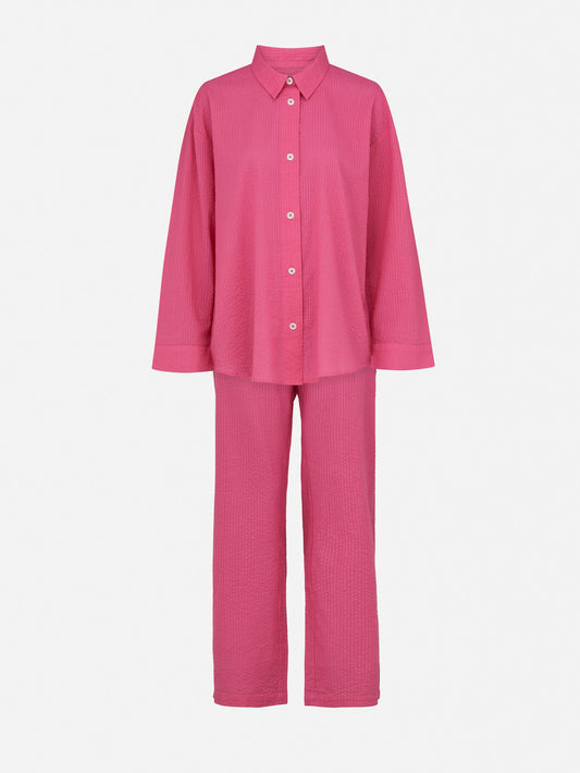 Becksöndergaard, Seersucker Pyjamas Set - Hot Pink, archive, homewear, sale, homewear, sale, archive