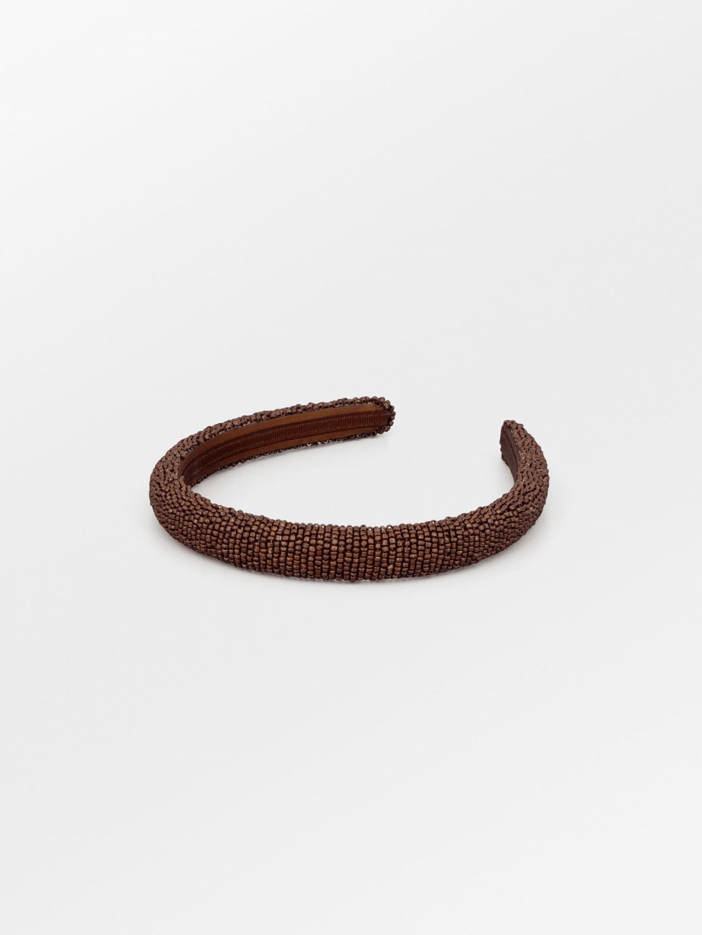 Solid Slim Beaded Hairbrace - Brown OneSize BeckSöndergaard