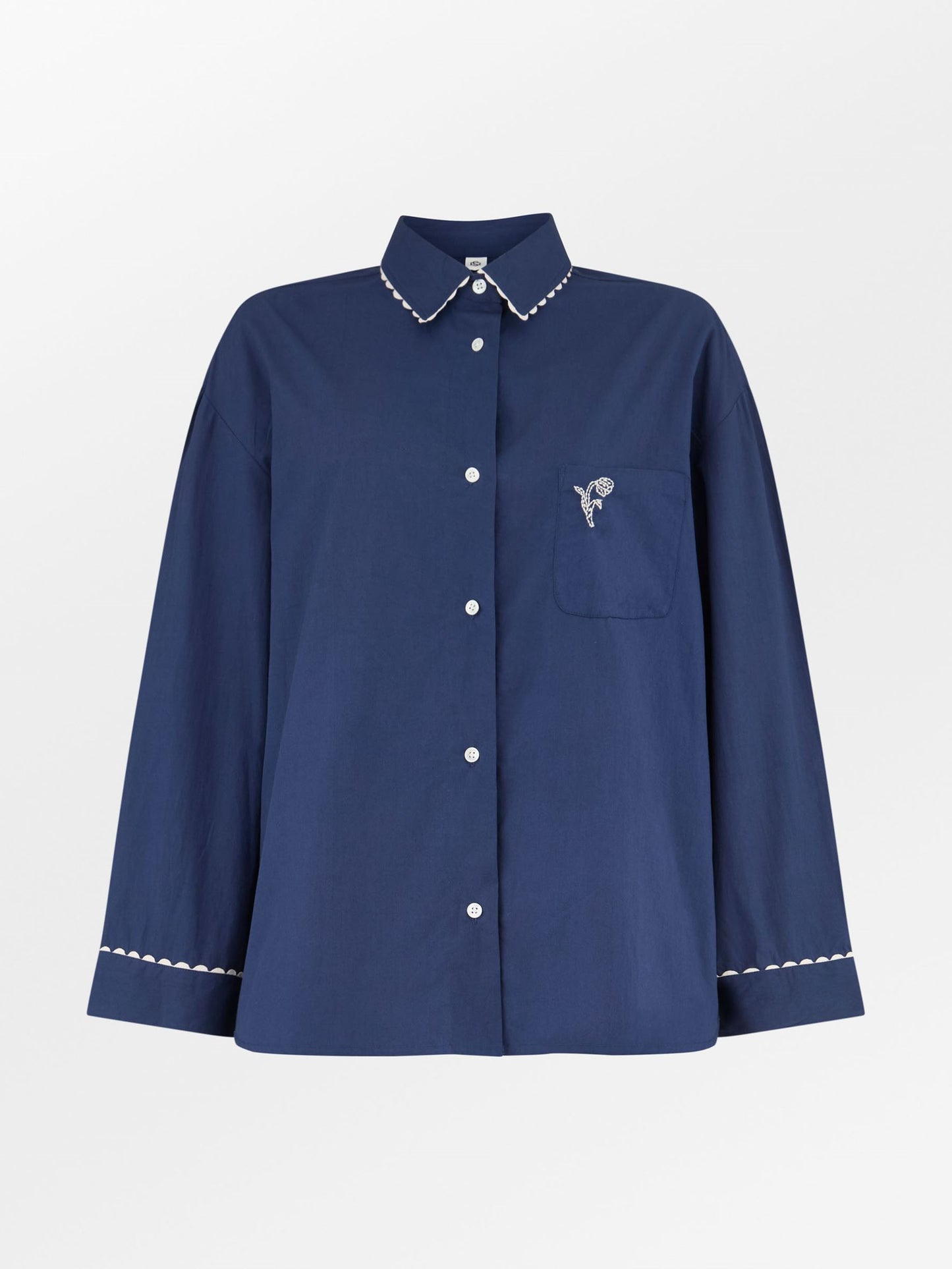 Becksöndergaard, Scallop Pyjamas Shirt - Navy Blue, homewear, sale, sale, homewear, sale