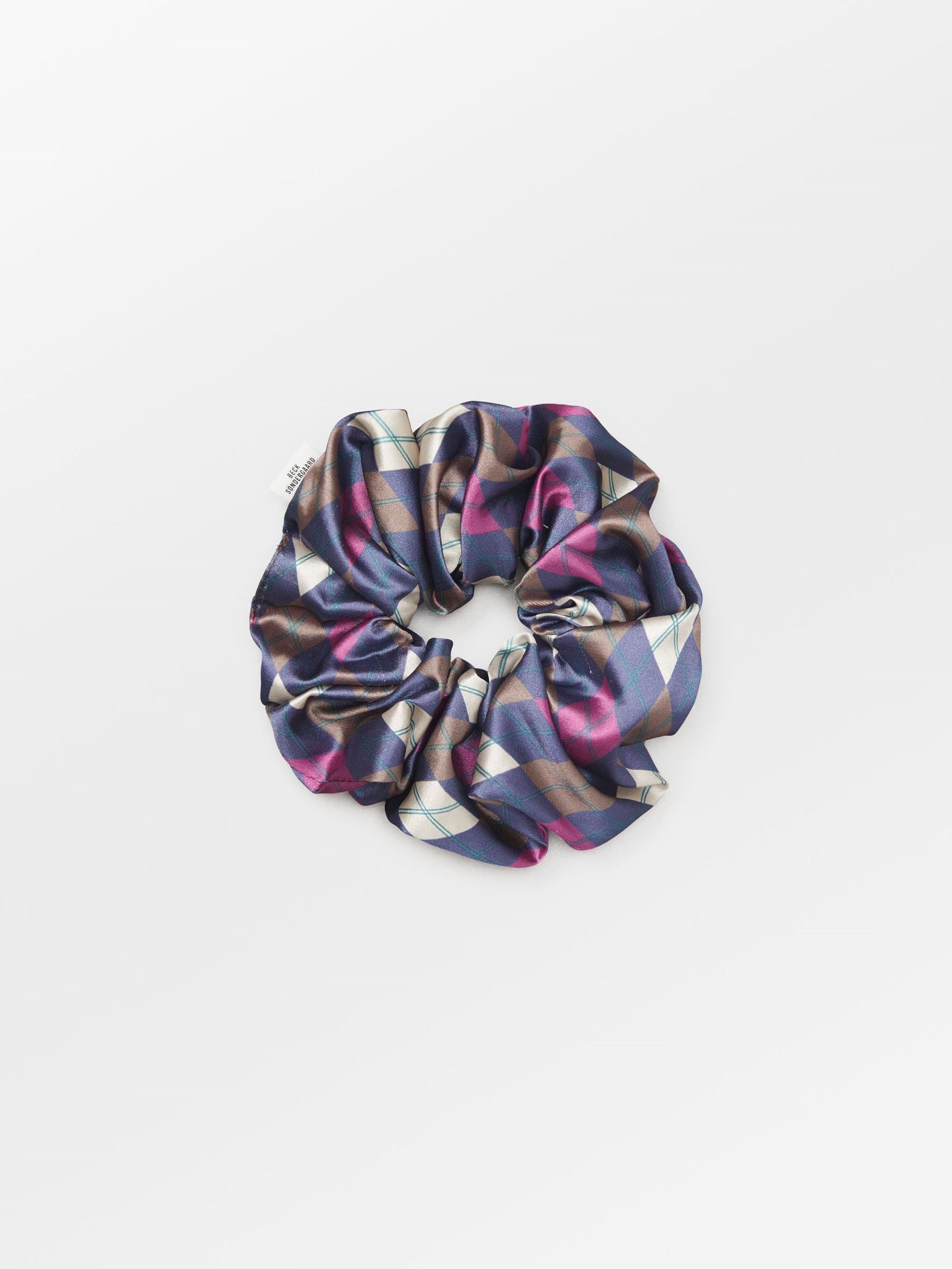 Becksöndergaard, Argyle Luster Scrunchie - Navy Blue, accessories, accessories, accessories