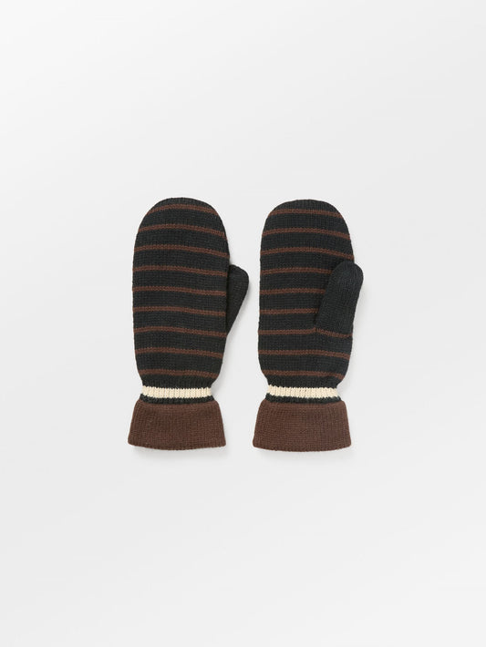 Becksöndergaard, Thin Striped Emerald Mittens - Black, accessories, accessories, archive, archive, winter accessories, archive, winter accessories, black week, black week