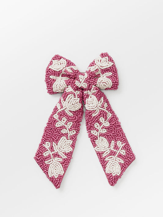 Becksöndergaard, Dotted Flora Beaded Bow Clip - Carmine Pink, accessories, accessories, gifts, gifts, gifts, gifts, black week, black week