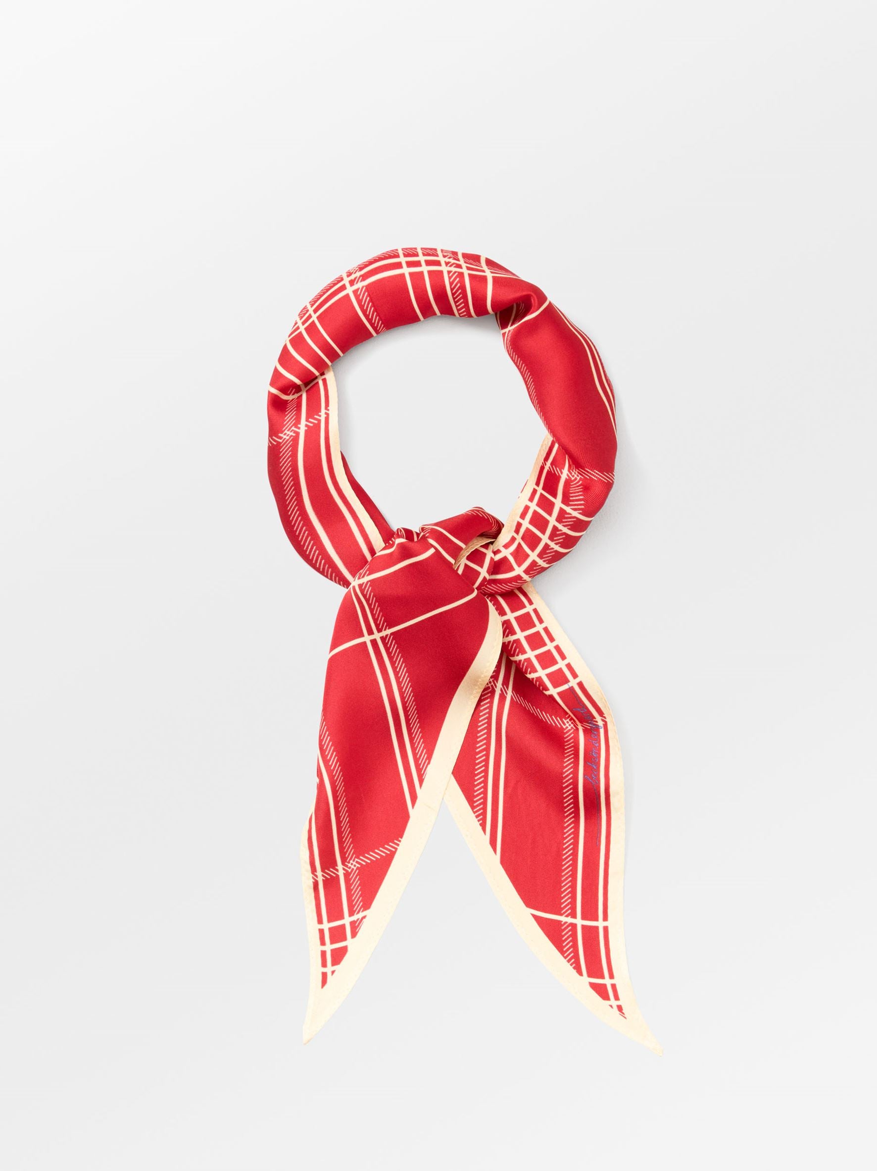 Becksöndergaard, Grid Triangle Sia Scarf - Salsa Red, winter accessories