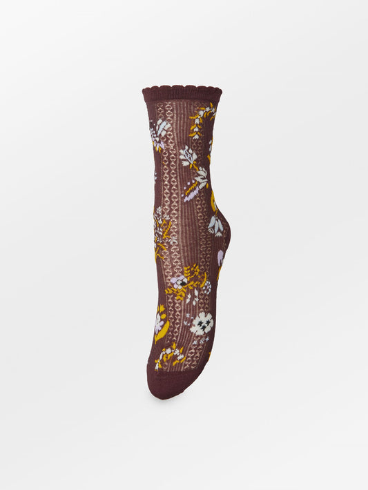 Becksöndergaard, Fiora Cotta Sock - Maroon Brown, socks, socks