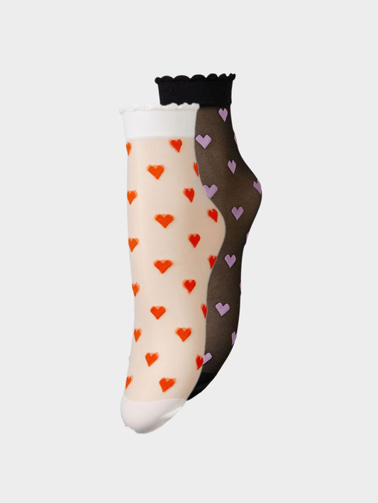 Becksöndergaard, Dagmar Hearts Sock 2 pack - Black/White, archive, archive, socks