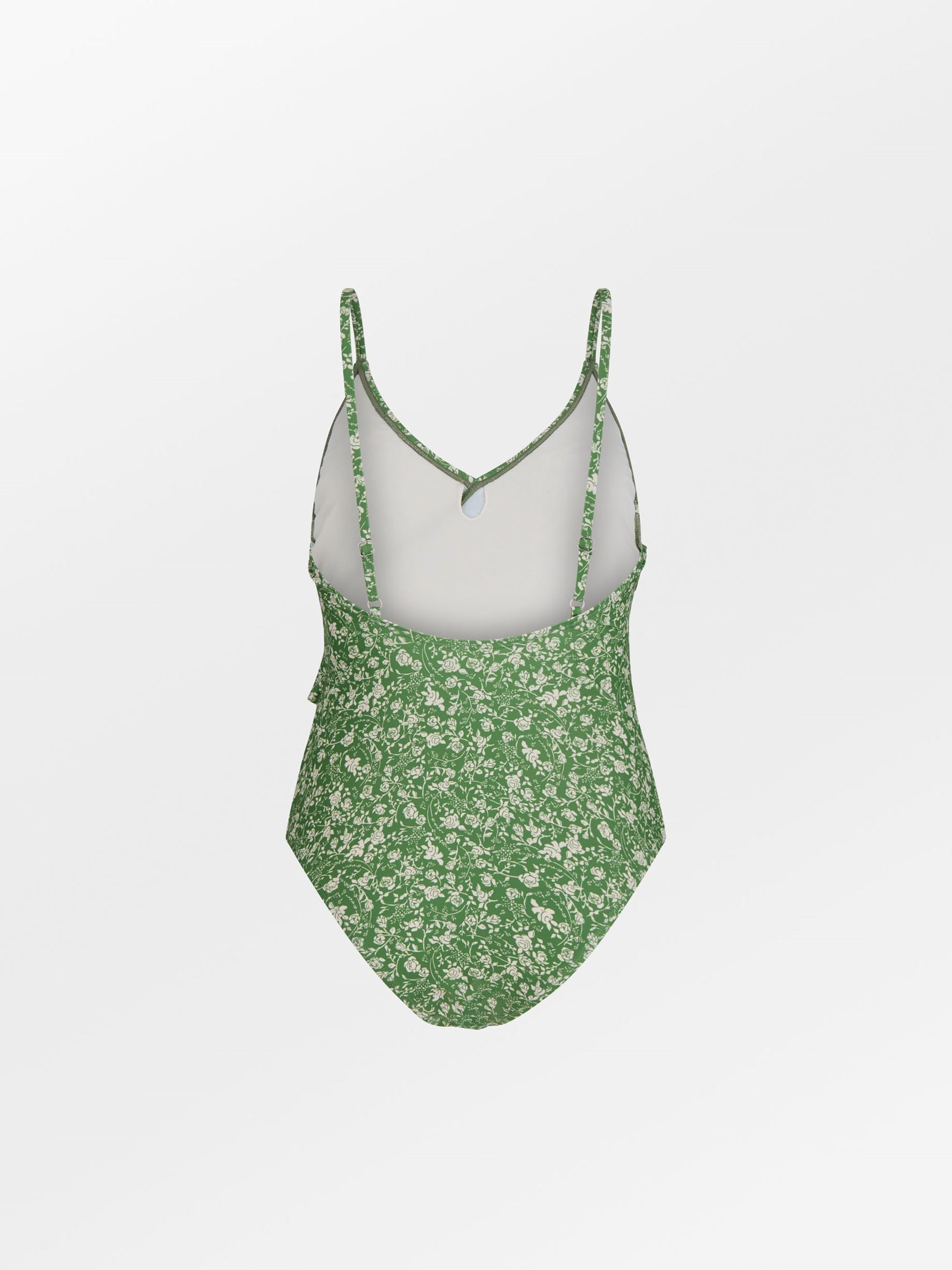 Becksöndergaard, Fleurie Bly Frill Swimsuit  - Campsite Green, archive, archive, swimwear, swimwear, swimwear