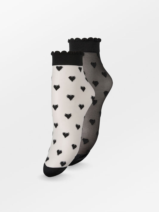 Becksöndergaard, Dagmar Hearts Sock 2 pack - Black/Black, archive, archive, socks
