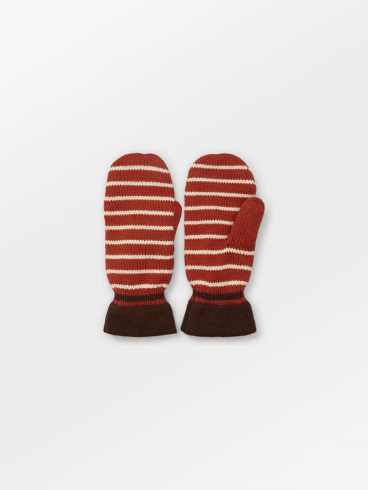 Becksöndergaard, Thin Striped Emerald Mittens - Rooibos Orange, accessories, accessories, archive, archive, winter accessories, archive, winter accessories, black week, black week