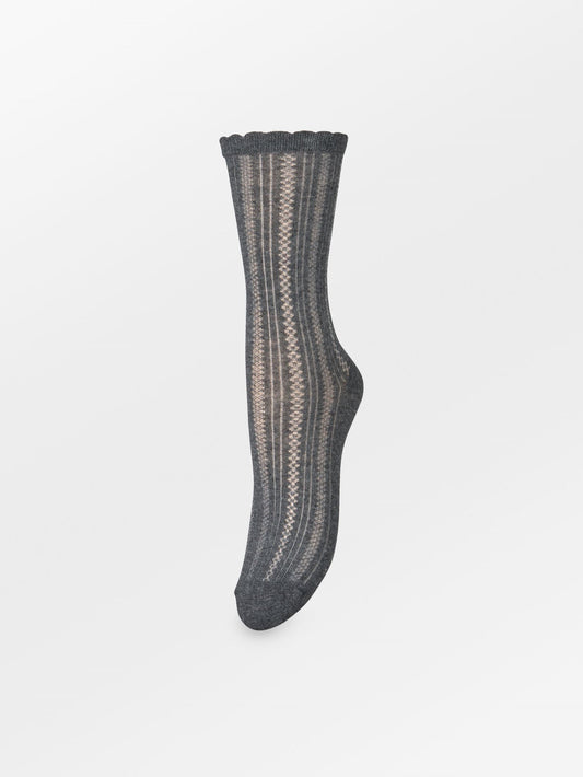 Becksöndergaard, Crochia Cotta Sock - Dark Grey Melange, socks, socks, socks, black week, black week, socks