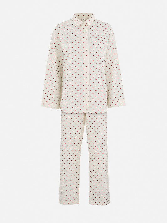 Becksöndergaard, Amor Pyjamas Set - Off-white/Red, homewear, gifts, gifts, gifts, black week, black week