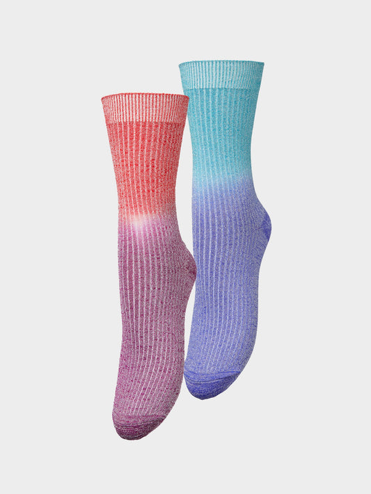 Becksöndergaard, Gradiant Glitter Sock 2 Pack - Blue/Fuchsia, socks, socks