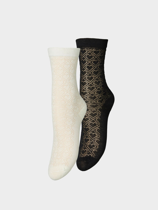 Becksöndergaard, Signa Cotta Sock 2 Pack - White/Black, socks