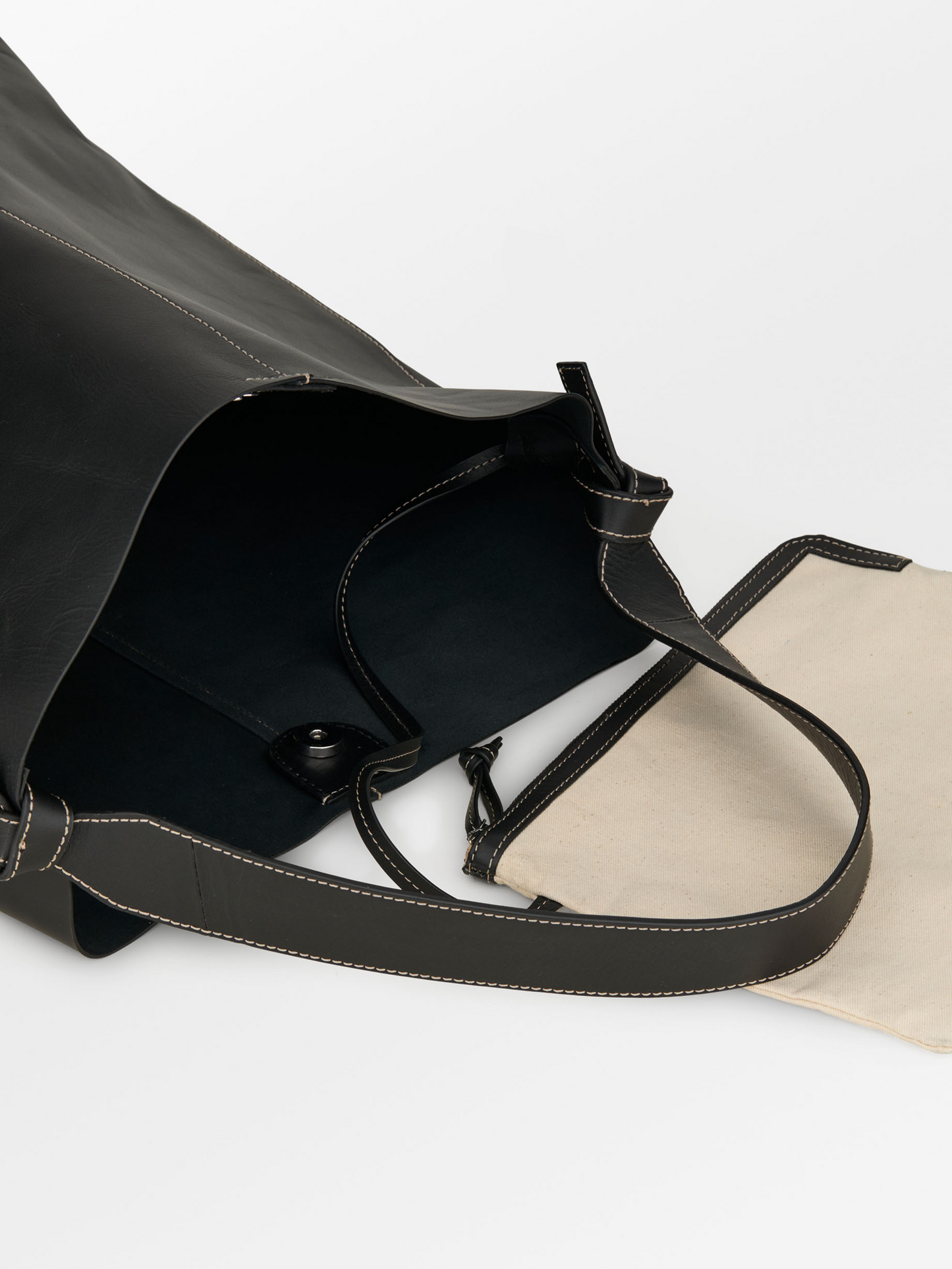 Glossy Mae Leather Shopper Bag - Black OneSize BeckSöndergaard