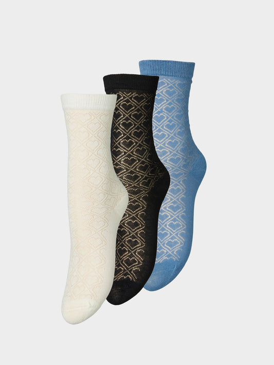 Becksöndergaard, Signa Cotta Sock 3 Pack - White/Black/Blue, socks